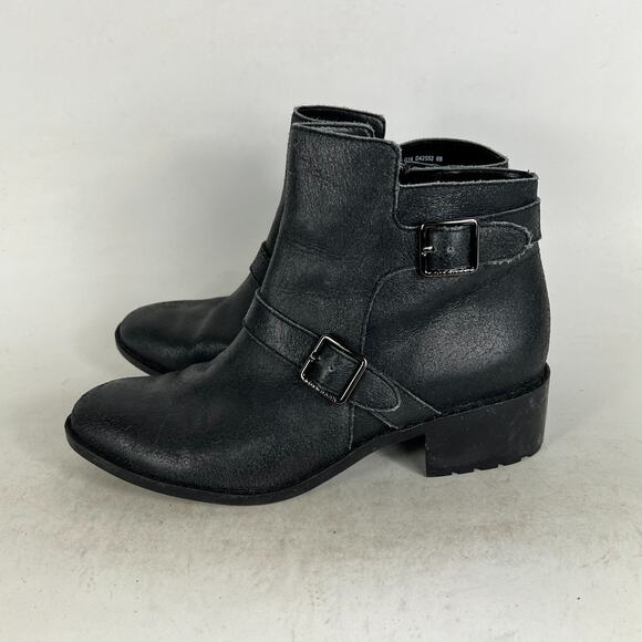 Cole Haan Rooney Short Boots Women's 8 Black Leather Comfort Buckle Strap D42552 - Picture 5 of 10